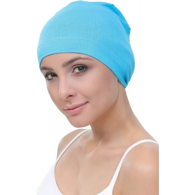 Baseball Caps Unisex Bamboo Sleep Caps for Cancer- Hair Loss - Chemo Caps - Maya Blue - C418L0Z6CTM $8.62