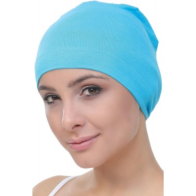 Baseball Caps Unisex Bamboo Sleep Caps for Cancer- Hair Loss - Chemo Caps - Maya Blue - C418L0Z6CTM $8.62