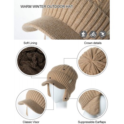 Skullies & Beanies Wool Knit Visor Beanie Winter Hat Cuff Jeep Cap Lined Soft Warm Unisex - 00773_navy - CG18Z6A2HKI $16.26