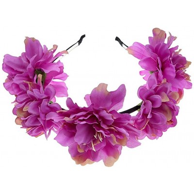 Cold Weather Headbands Women Flower Wreath Crown Floral Wedding Garland Headband Boho Festival Beach Party Hair Band - Purple...