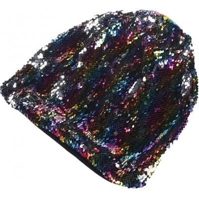 Berets Fashion Women Wraps Sequins Knit Crochet Ski Hat Braided Turban Headdress Cap - Multicolored - C418I8OHSKU $17.45