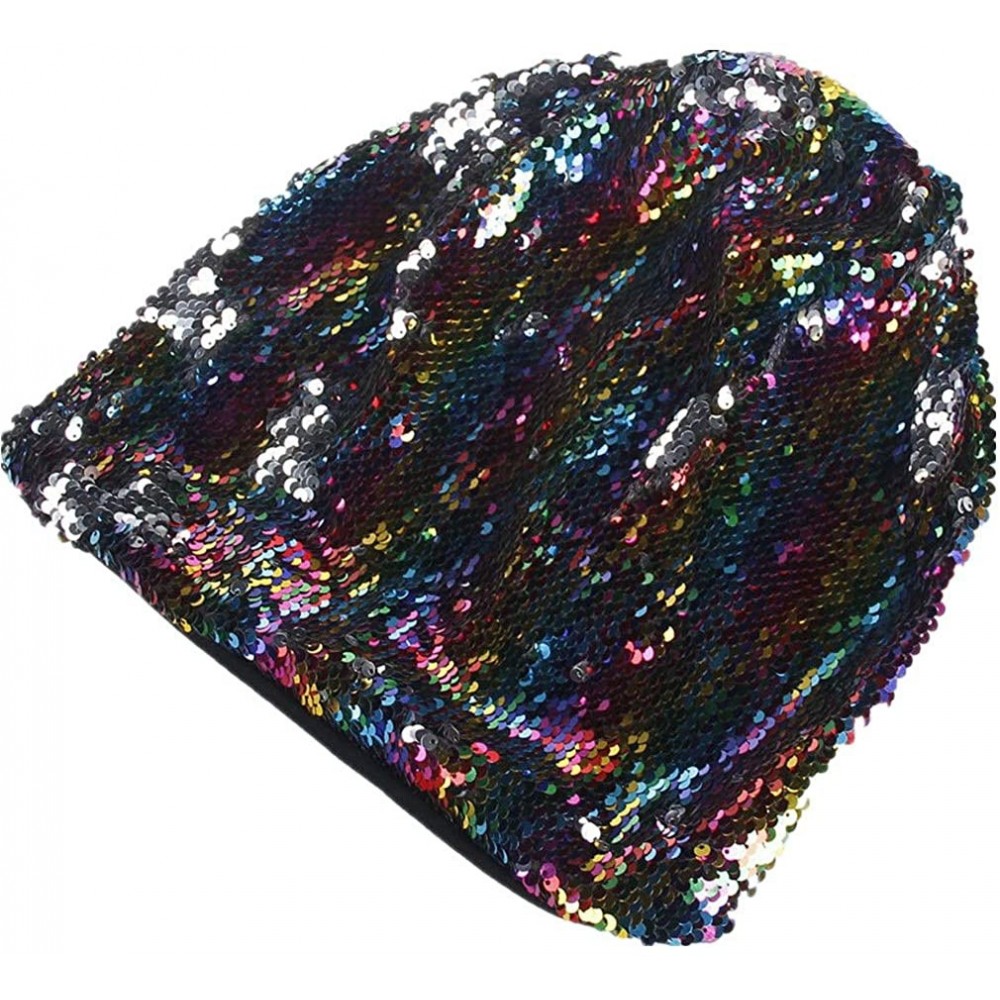Berets Fashion Women Wraps Sequins Knit Crochet Ski Hat Braided Turban Headdress Cap - Multicolored - C418I8OHSKU $9.77
