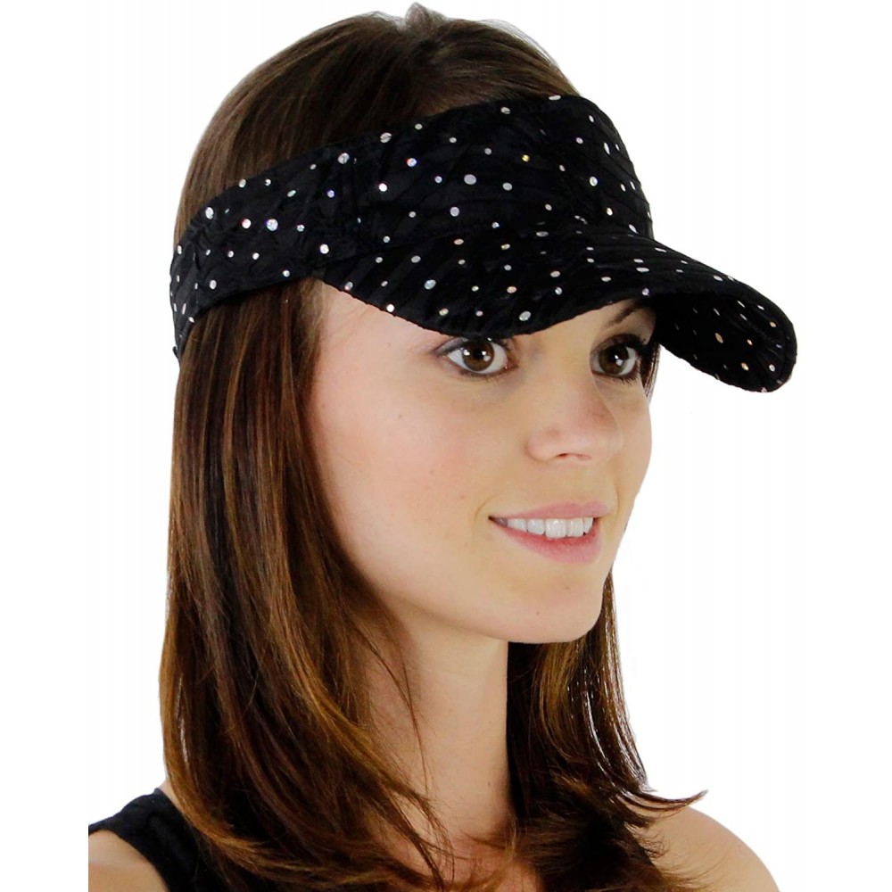 Visors Women's Glitter Sequin Visor Hat - Black - C3118Q5G1YH $9.04