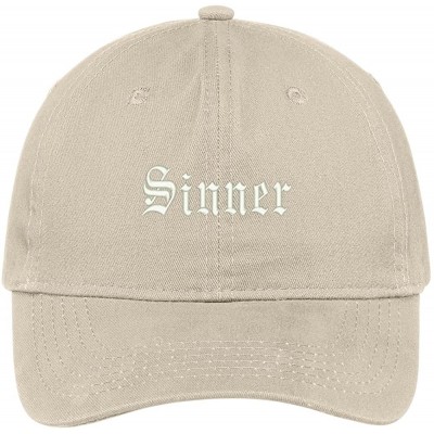 Baseball Caps Sinner Embroidered Low Profile Adjustable Cap Dad Hat - Stone - CY12NUSBZES $17.02