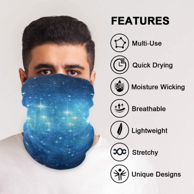 Balaclavas Multifunctional Balaclavas Headwear Seamless Star Pattern Face Mask Headband Neck Gaiter Bandanas - Blue Planet - ...