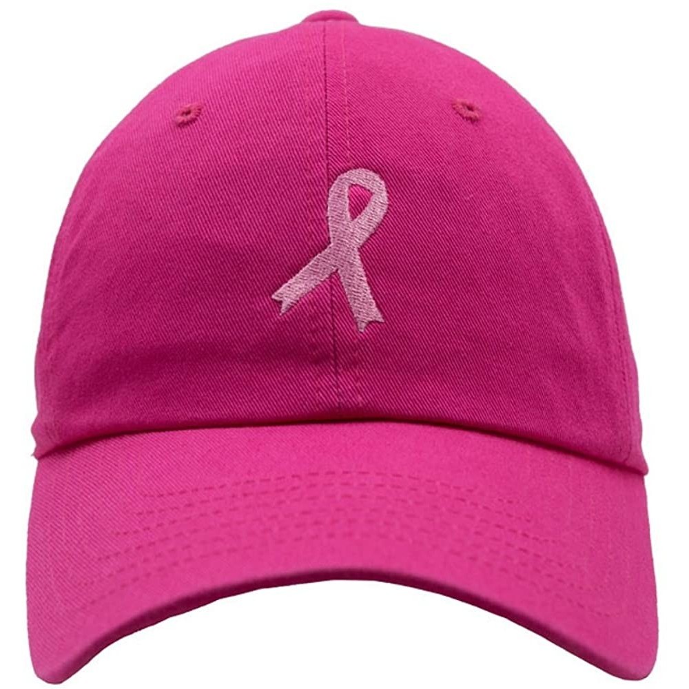 Baseball Caps Pink Ribbon Dad Hat - Hot Pink - C0188AI53XW $22.98