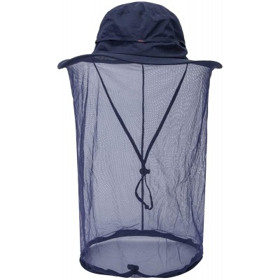 Sun Hats Mosquito Net Hat Mens Sun Protection Hat Safari Hat Bucket Hat - Navy - CF12DB5PIK9 $15.67