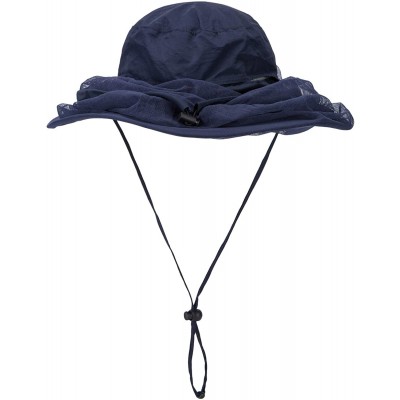 Sun Hats Mosquito Net Hat Mens Sun Protection Hat Safari Hat Bucket Hat - Navy - CF12DB5PIK9 $15.67