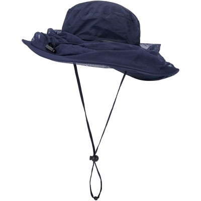 Sun Hats Mosquito Net Hat Mens Sun Protection Hat Safari Hat Bucket Hat - Navy - CF12DB5PIK9 $15.67