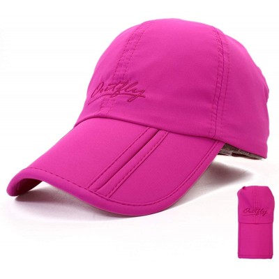 Baseball Caps Foldable Baseball Cap Summer Running Cap for Men and Women Gift Hat Storage Bag - Rose - CH18N7XO6GM $14.02