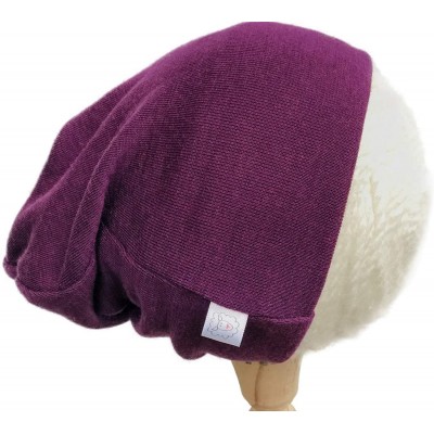 Skullies & Beanies Pure Organic Merino Wool Hat- Slouchy Beanie- Toque- Knit Cap- Skully- Balaclava - Boysenberry - C218I4LE6...