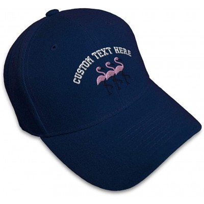 Baseball Caps Custom Baseball Cap Pink Flamingos Embroidery Acrylic Dad Hats for Men & Women - Navy - CI18SDY4QZH $19.68