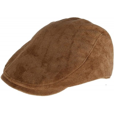 Newsboy Caps Men's Faux Suede Ivy Cap - Brown - CT18KR9SQNU $9.34