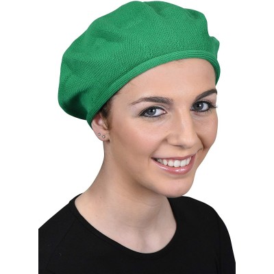 Berets Beret for Women 100% Cotton Solid - Green - CO18QSE6TCH $17.74