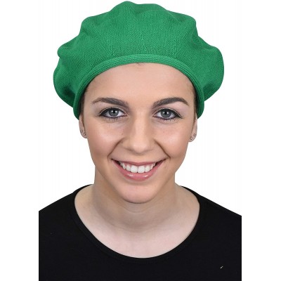 Berets Beret for Women 100% Cotton Solid - Green - CO18QSE6TCH $17.74