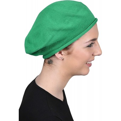 Berets Beret for Women 100% Cotton Solid - Green - CO18QSE6TCH $17.74