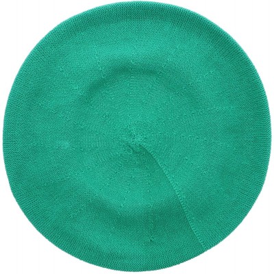 Berets Beret for Women 100% Cotton Solid - Green - CO18QSE6TCH $17.74