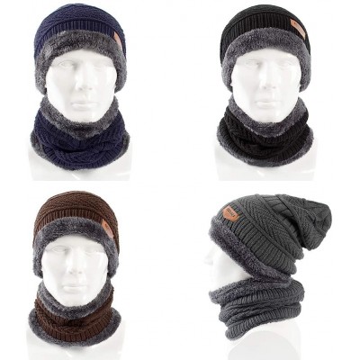 Skullies & Beanies Clearance Deals!!Fashion Scarf Hat Set Men Winter Warm Solid Color Woolen Yarn Outdoor Caps Wine Red - Win...