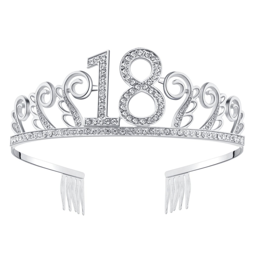 Headbands Birthday Rhinestone Princess Silver 21st - Silver-18th - C918324RKRX $15.42