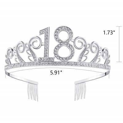 Headbands Birthday Rhinestone Princess Silver 21st - Silver-18th - C918324RKRX $15.42