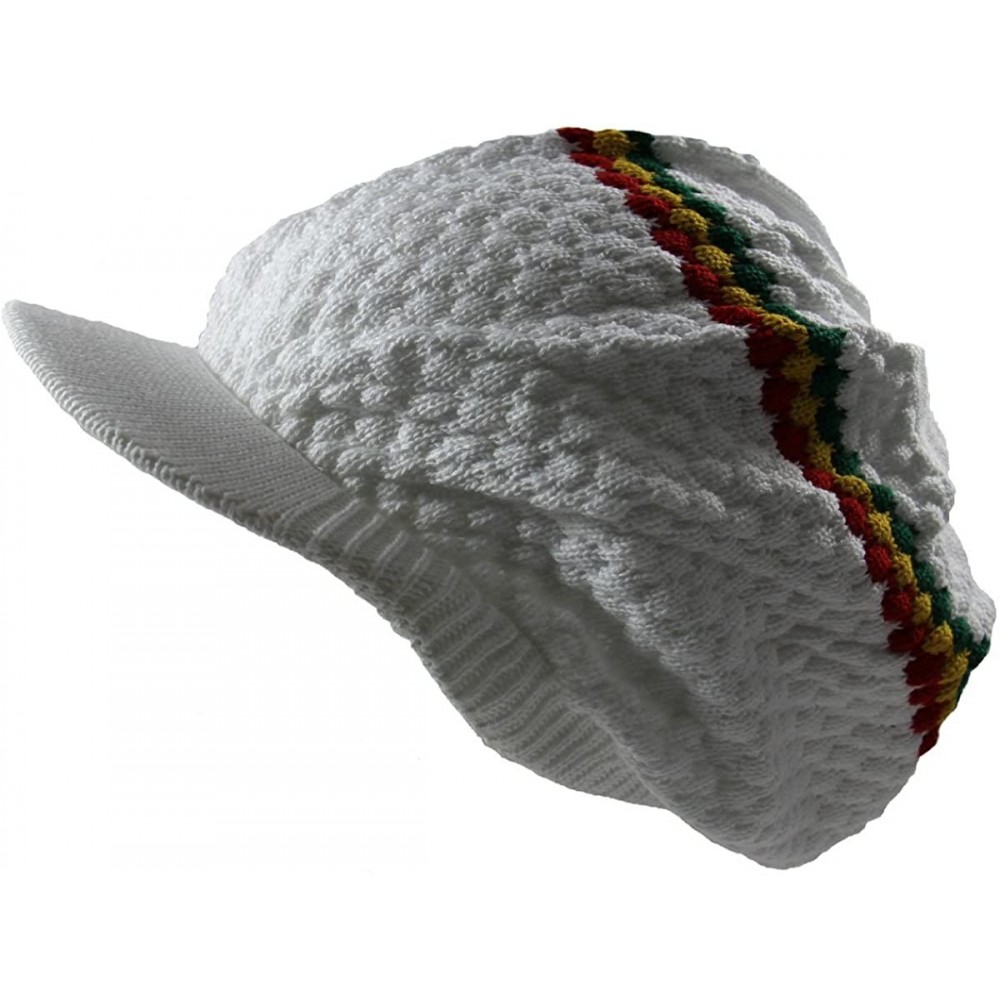 Skullies & Beanies Unisex Cotton Rasta Beanie Visor - White/Rgy - CU11WO33MKD $22.09