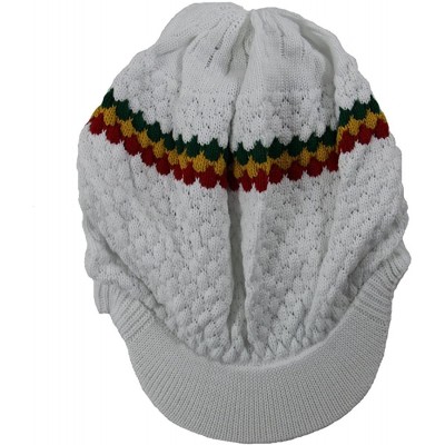 Skullies & Beanies Unisex Cotton Rasta Beanie Visor - White/Rgy - CU11WO33MKD $22.09