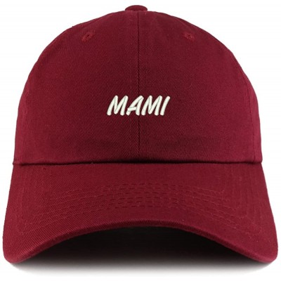 Baseball Caps Mami Embroidered Low Profile Soft Cotton Dad Hat Cap - Wine - C218D570DE0 $20.85