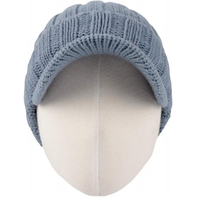 Skullies & Beanies Winter Ribbed Visor Knit Beanie Hat Warm Skully Baseball Cap SLQ1231 - Skyblue - CL18ZA4LK26 $23.53