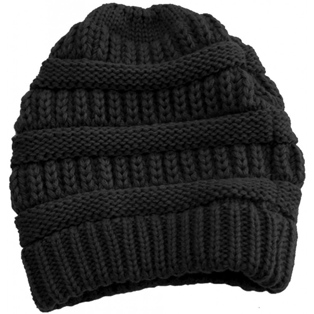 Skullies & Beanies Cable Knit Slouchy Beanie Skull Cap - Black - CK1250C5CXT $8.89