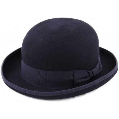 Fedoras Classic Melon Wool Felt Bowler Hat - Marine - CK18WZAXDR3 $29.40