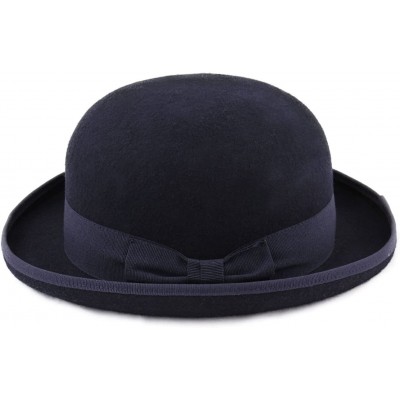 Fedoras Classic Melon Wool Felt Bowler Hat - Marine - CK18WZAXDR3 $29.40