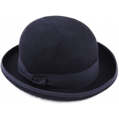 Fedoras Classic Melon Wool Felt Bowler Hat - Marine - CK18WZAXDR3 $29.40