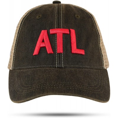 Baseball Caps RED ATL Trucker Hat Atlanta Airport Unstructured Cap Black with Brown Undertones - CL180Q669YT $23.05