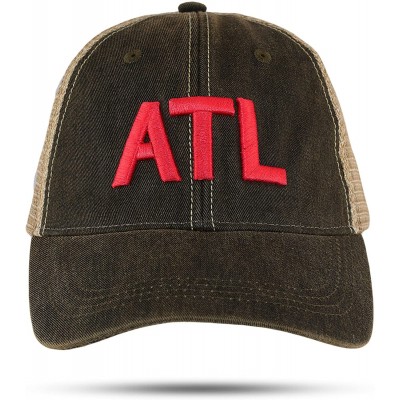 Baseball Caps RED ATL Trucker Hat Atlanta Airport Unstructured Cap Black with Brown Undertones - CL180Q669YT $15.37