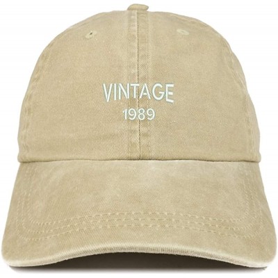 Baseball Caps Small Vintage 1989 Embroidered 31st Birthday Washed Pigment Dyed Cap - Khaki - C418C750X8S $38.73
