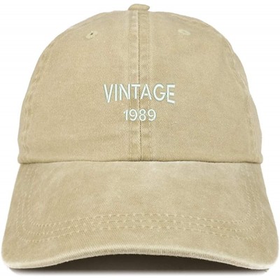 Baseball Caps Small Vintage 1989 Embroidered 31st Birthday Washed Pigment Dyed Cap - Khaki - C418C750X8S $16.47