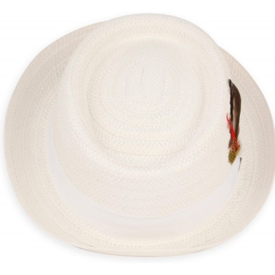 Fedoras Runing Big Size Classic Fedora Up-Brim Cuban Style Fedora Hat - White - C212F9D5NSN $12.79