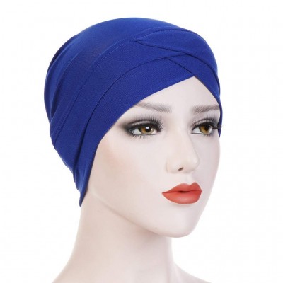 Skullies & Beanies Muslim Ruffle Fashion Headbands - Blue - C918TO3T7H4 $7.43