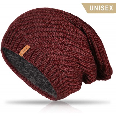 Skullies & Beanies Beanie Hat Winter Warm Knit Hats Cold Weather Skull Cap for Men Women - Skull Red - CZ192A382M3 $13.78