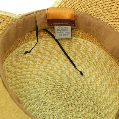 Sun Hats Backless Brim Floppy Visor 3-3/4" Brim Ribbon Bow Beach Pool Sun Hat - Dk. Natural - C218D340NHL $15.06