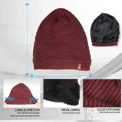 Skullies & Beanies Beanie Hat Winter Warm Knit Hats Cold Weather Skull Cap for Men Women - Skull Red - CZ192A382M3 $13.78