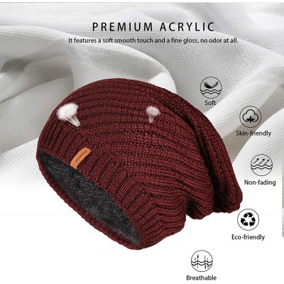 Skullies & Beanies Beanie Hat Winter Warm Knit Hats Cold Weather Skull Cap for Men Women - Skull Red - CZ192A382M3 $13.78