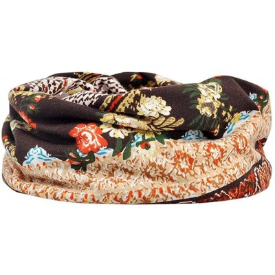 Skullies & Beanies Womens Floral Beanie Hat Chemo Cap Stretch Slouchy Turban Scarf Headwear - Coffee - C1188E286O0 $9.51