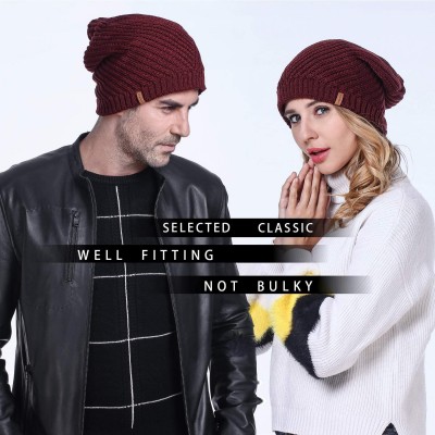 Skullies & Beanies Beanie Hat Winter Warm Knit Hats Cold Weather Skull Cap for Men Women - Skull Red - CZ192A382M3 $13.78