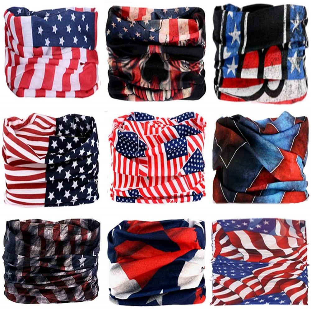 Balaclavas Headwear Headband Bandana Neck Gaiter - Headwrap Balaclava Facemask Seamless for Outdoor - 9pcs-set-american Flag ...