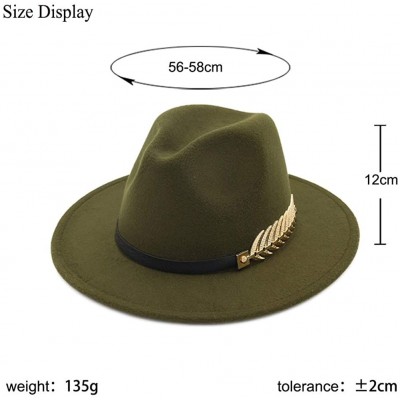 Fedoras Women's Wide Brim Fedora Panama Hat with Metal Belt Buckle - Green-1 - CL18NEKLS0N $14.98