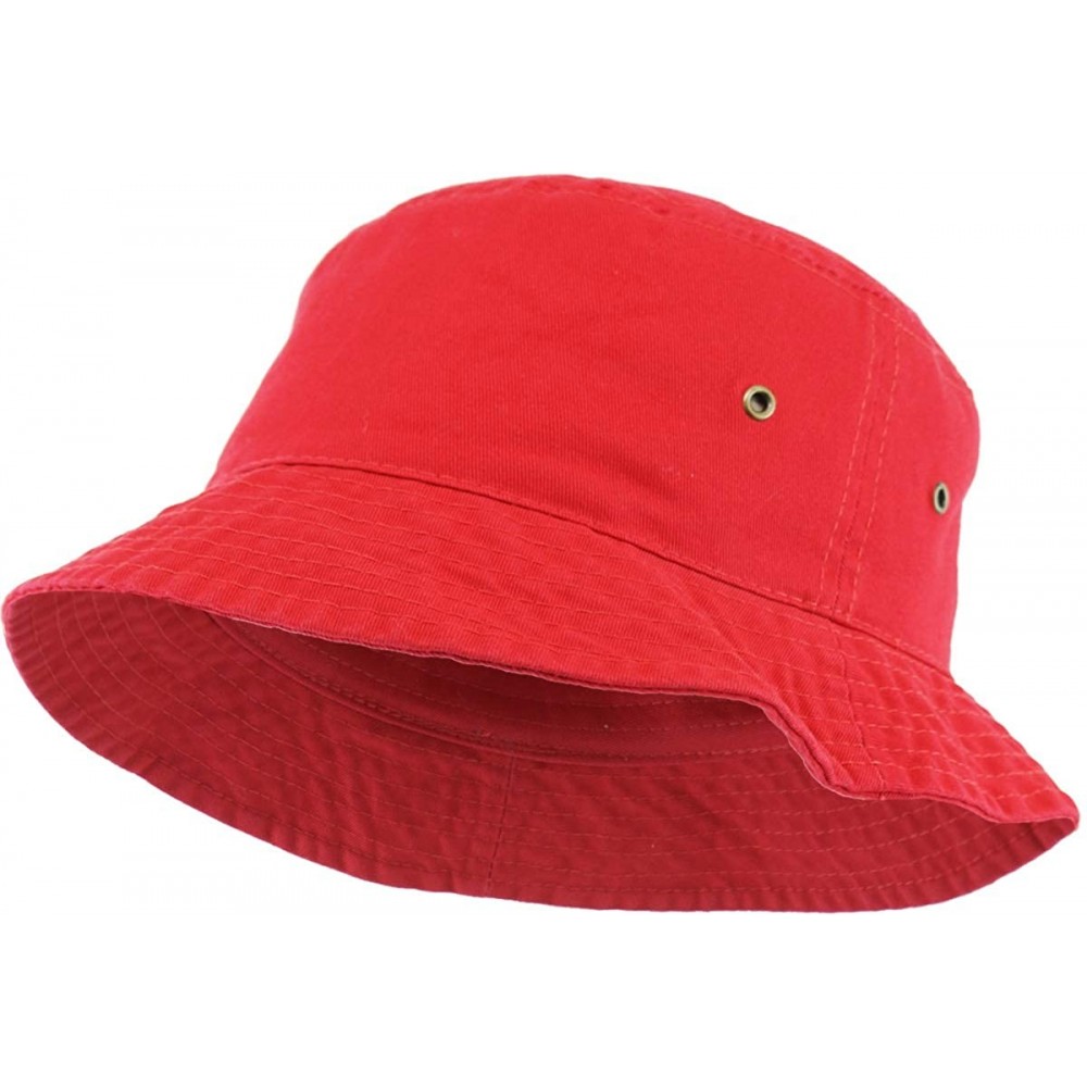 Bucket Hats Bucket Hat Vintage Outdoor Festival Safari Boonie Packable Sun Cap - Solid Red - CN18U8AKZG3 $17.40