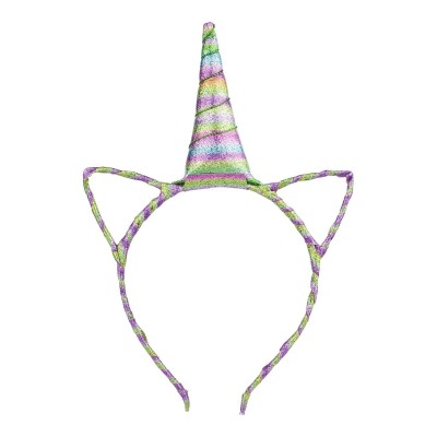 Headbands Multicolored Kitty Cat Ears Unicorn Horn Fashion Headband - CH18G28SEQC $20.75