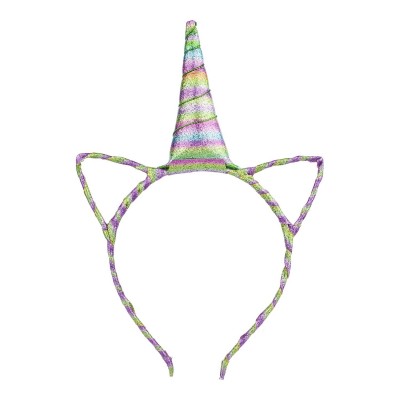 Headbands Multicolored Kitty Cat Ears Unicorn Horn Fashion Headband - CH18G28SEQC $9.45