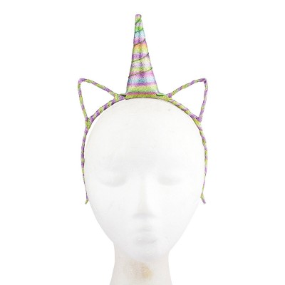 Headbands Multicolored Kitty Cat Ears Unicorn Horn Fashion Headband - CH18G28SEQC $9.45